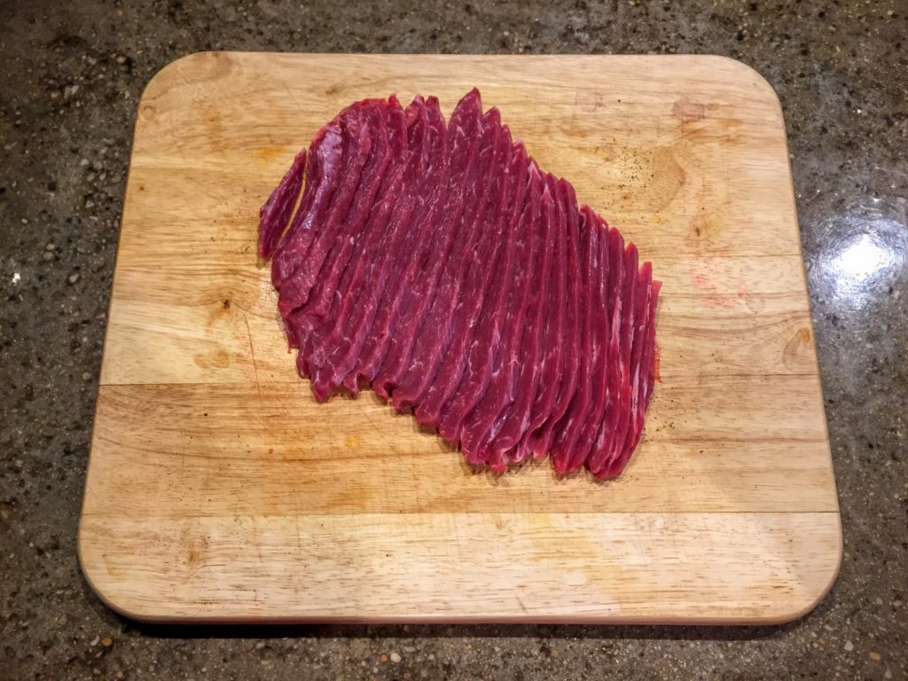 Beef sliced for marinating jerky
