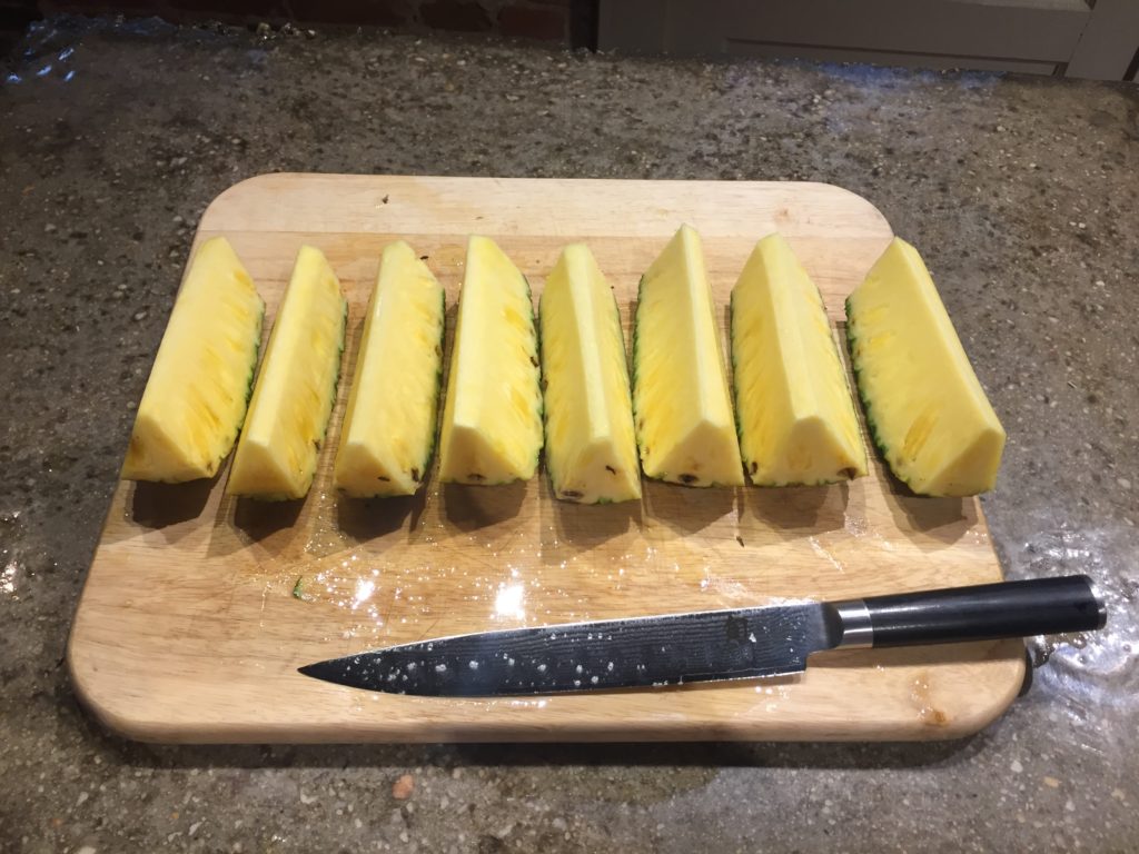 Cut the pineapple into eighths