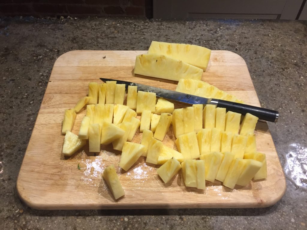 Cut the pineapple into chunks