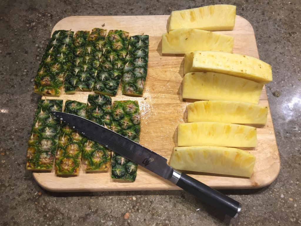 Remove the pineapple skin