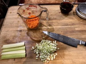 Chopped Carrots and Celery In Macaroni Salad